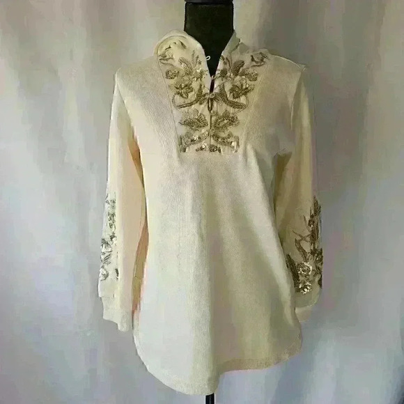 Soft Surroundings Tops - Soft Surroundings Orquesta Tunic Sweatshirt, Cream, Size XS